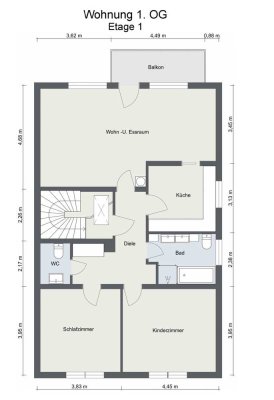 Gepflegte DG-Wohnung mit drei Zimmern und Balkon in Obertshausen