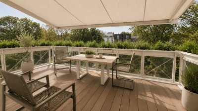 Winterhude - Alster, Endetage in einer Stadtvilla, großer Balkon mit Sonnen und Gartenblick!