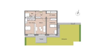 barrierefreie Neubauwohnung mit Garten und Ankleidezimmer