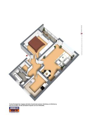 Frisch ronoviert und frei, 2 Zimmer mit Balkon