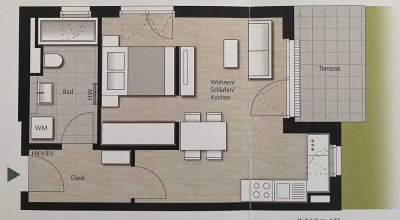 Neuwertige 1,5 Zimmer Erdgeschosswohnung mit Terrasse und EBK im Dreieck Aubing/Pasing/Gräfelfing