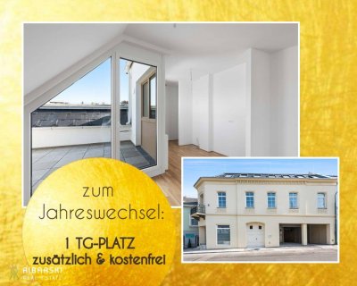 Wohnen in Verbundenheit - Charakterwohnung mit uneinsehbarer Dachterrasse - provisonsfrei, inkl. 2 TG Plätze