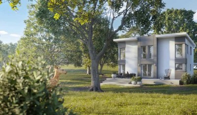SPANNENDES EINFAMILIENHAUS MIT ÜBERECKVERGLASUNG UND PULTDACH