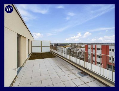 Herrliche Aussichten im Neubau: Dachterrasse + Blick über die Dächer, 4 Zimmer, 2 Bäder, Einbauküche