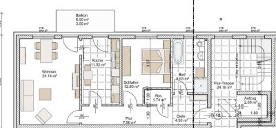 Moderne 2 Raumwohnung in Eberswalde mit Balkon.