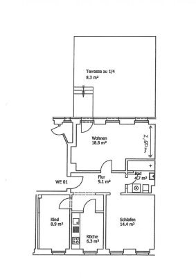 3-Zimmer-Wohnung in ruhiger Lage mit großer Terrasse!