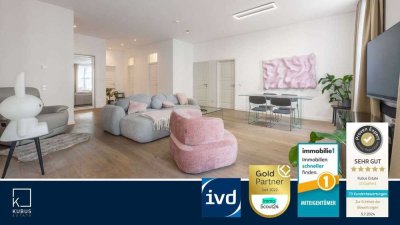Altbaucharme 3-Zimmer-Loft Wohnung mit Einbauküche, Balkon, 2 Bäder, Aufzug, Tiefgarage,Keller