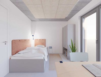 WE31 All-inclusive-Miete: exklusiver vollmöblierter Neubau, 2-Zi-Wohnung mit Einbauküche und Balkon