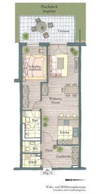 2 Zi. Wohnung mit Dachterrasse!