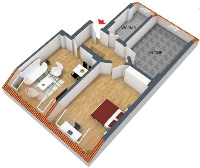 Schöne, helle, ruhige und renovierte Dachgeschosswohnung