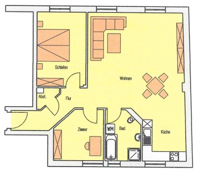 3-Zimmer-Wohnung in Apolda im 1.OG mit 84m2 ab 01.06.2024