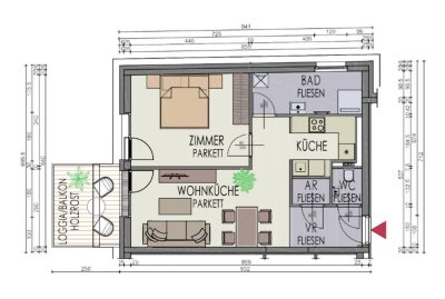 klimatisierte 2 Zimmer Neubauwohnung mit eingerichteter Küche &amp; westseitigem Balkon Nähe Siegesplatz