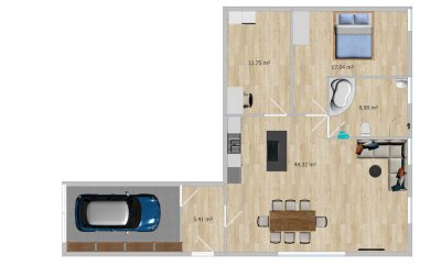 Sanierte 2-Zimmer-Erdgeschosswohnung im Außenbereich mit Terrasse in 48712 Gescher