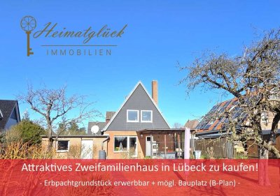 Attraktives Zweifamilienhaus in Lübeck zu kaufen – Erbpachtgrundstück erwerbbar + mögl. Bauplatz