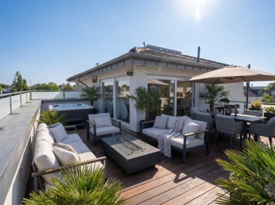 Rooftop-Villa über den Dächern: Duplex-Penthouse mit Privat-Aufzug & 360°-Dachterrasse