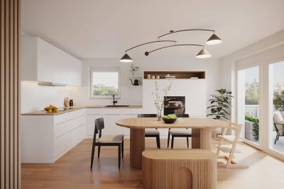 Am Salzachkai mit Panoramablick!Stylische 3-Zi.-Wohnung mit Terrassenbalkon und 2 TG-Stellplätzen
