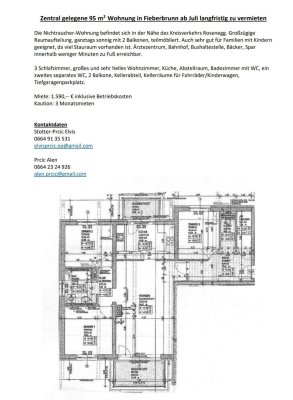 95 m² Wohnung in Fieberbrunn (1.590,- inkl. BK)