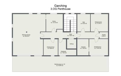 Exklusive, geräumige 4-Zimmer-Penthouse-Wohnung mit Balkon und Einbauküche in Garching b.München