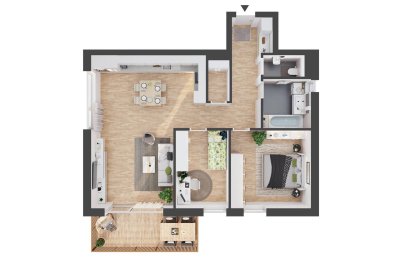Helle 3-Zimmer-Neubauwohnung mit 2 Tiefgaragenstellplätzen (Top AW04)