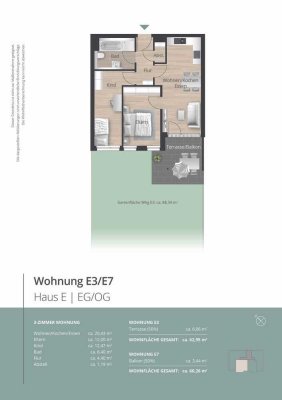 E7 - Moderne 3 Zimmer Wohnung mit Balkon im Quartier am Schmidbächle