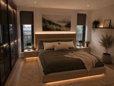 Zimmer mit neuem Duschbad und offenem Wohn-/Arbeitsbereich &  Garten-, Kamin- und Kellermitbenutzung