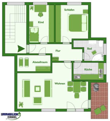 Gepflegte 3,5-Raum-Wohnung mit Balkon und Einbauküche in Sehnde