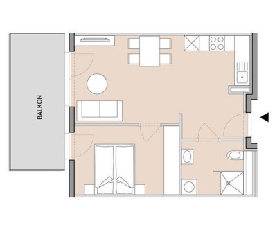 Sonnige 2-Zimmer-Dachgeschosswohnung mit großem Balkon in Graz-Gösting