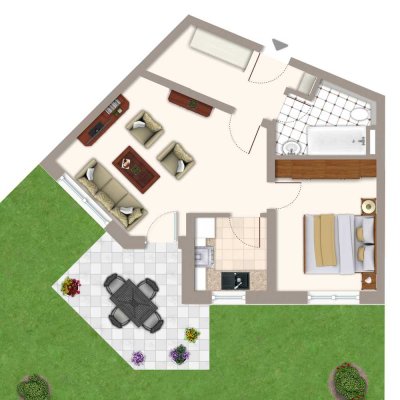 Helle 2-Raumwohnung mit Terrasse und EBK in Leipzig-Lindenthal
