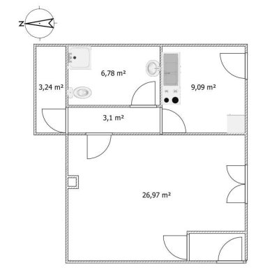 450 € - 42 m² - 1.0 Zi.