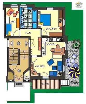 Plauen: Wohnung im Hochparterre mit großem Balkon, Gartenterrasse & großem Gartenanteil