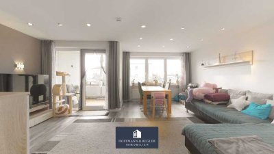 Bezugsfertige 3,5-Zimmer-Wohnung mit Balkon, zwei Bädern und Garage, 2018 saniert