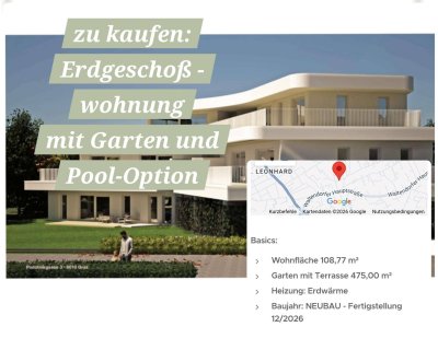 GRAZ - WALTENDORF - WOHNEN IN EXKLUSIVER GRÜNLAGE - 4 Zimmer EG - Wohnung in Süd- West- Lage mit großem Garten