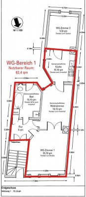 3-Zimmer-Wohnung in Wismar Altstadt Ostsee, ideal für 2er-WG, möbliert,