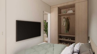 Möblierte Studio Plus Wohnungen mit Gemeinschaftsflächen: Padelplatz, Fitness, Dachterrasse & mehr