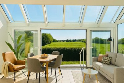 Ihr neues Zuhause: ca.210 m² Familienidylle mit Top-Ausstattung am Feldrand+Sauna+Wintergarten+Kamin