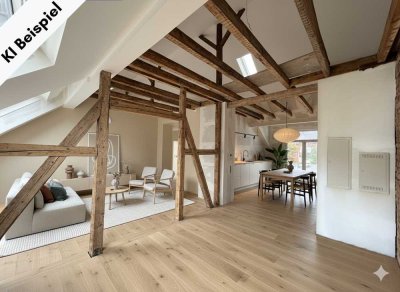 Penthouse mit 32m² Dachterrasse in komplett saniertem Altbau in Flingern-Nord