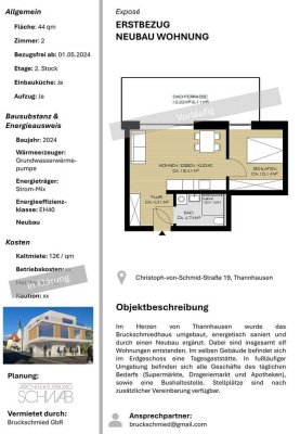 Freundliche 2-Zimmer-Wohnung mit Balkon und EBK in Thannhausen