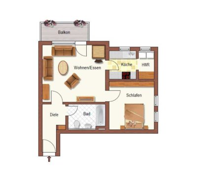 Erdgeschosswohnung 2 ZKB mit Süd-West Balkon