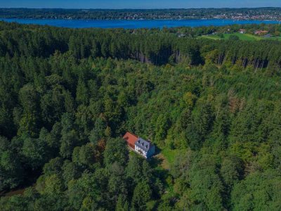 Ihr Versteck am Starnberger See: Einmaliges Wald-Refugium für leisen Luxus mit Stil in Ostufer Nähe