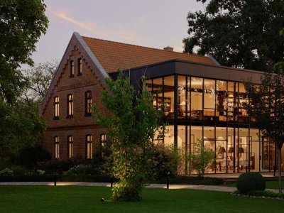 Architektonisch luxuriöser Landsitz mit Gäste-, und Badehaus, Pferdewiese & Baureserve bei Lüneburg