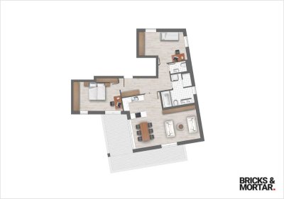 Drei-Zimmer Wohnung im 2.OG und großer Terrasse