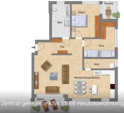 Kapitalanleger! Attraktive 3,5-Zimmer-Wohnung mit 1 Balkon, 1 Terrasse und EBK in Langenbeutingen