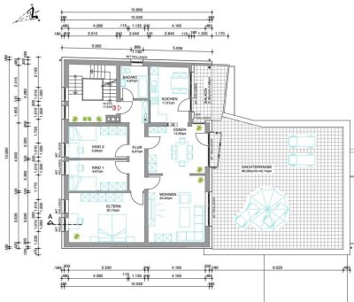 Moderne 4-Zimmer-Wohnung mit großer Dachterrasse, neuer Einbauküche und Stellplatz (ab sofort)
