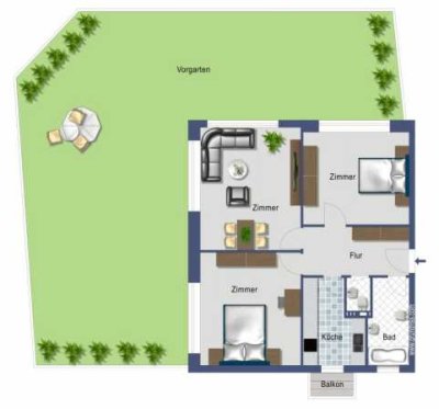 3-Zimmer Terrassenwohnung mit Balkon in Karlsruhe-Rüppurr