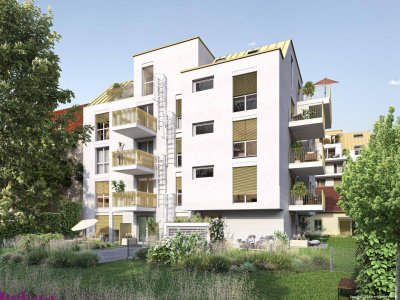 Traumhafte 4-Zimmer Wohnung mit ca. 18 m² Süd und West Außenflächen mit Blick ins Grüne