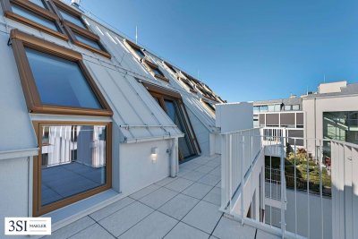 The Temptation: Smarte 2-Zimmer-Dachgeschoßwohnung mit großzügiger Terrassenfläche mit Blick in den ruhigen Innenhof