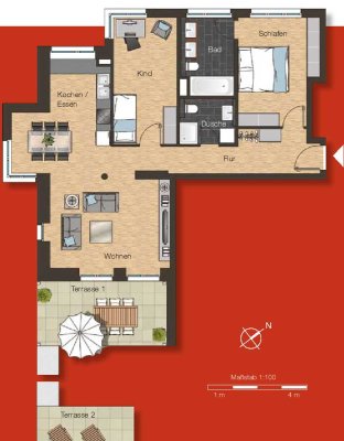 Sparsam+zukunftorientiertes *VEKAUFT* 3ZK 2Bäder, Garten, Terrasse, Aufzug, KFW-Effizienshaus 55!