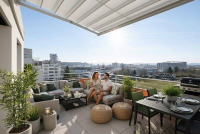 PROVISIONSFREI: Dachgeschoß mit 3 Terrassen – 121 m² Wohnfläche &amp; 136 m² gew. Nutzfläche - Neubau 2024