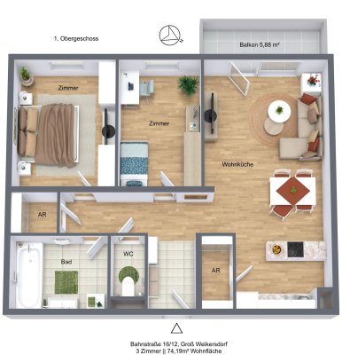 NEUE PREISE - 3 Zimmer mit Balkon in Großweikersdorf