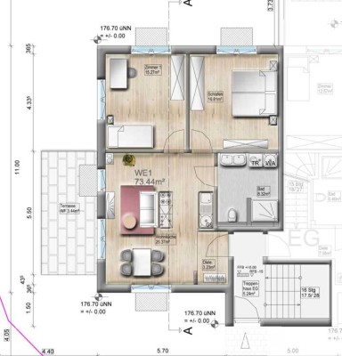 Helle 3-Zimmer-Wohnung im Erdgeschoss mit Terasse